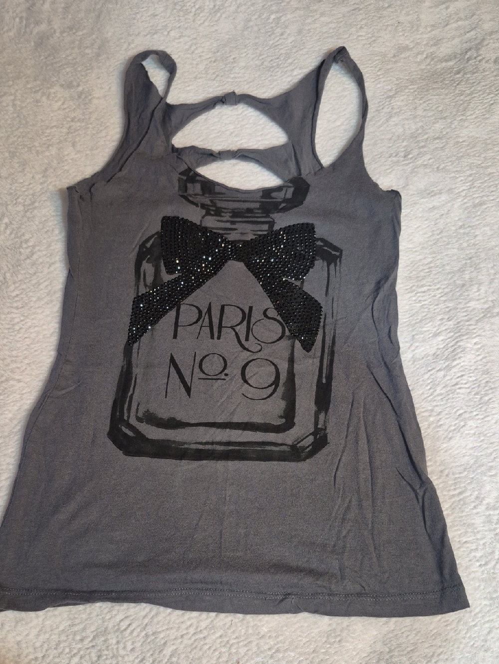 Gray Embellished Paris No. 9 Graphic Tank